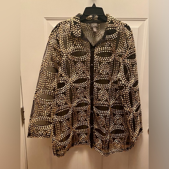 Chico’s Gold & Black Vintage Jacket - Picture 2 of 11